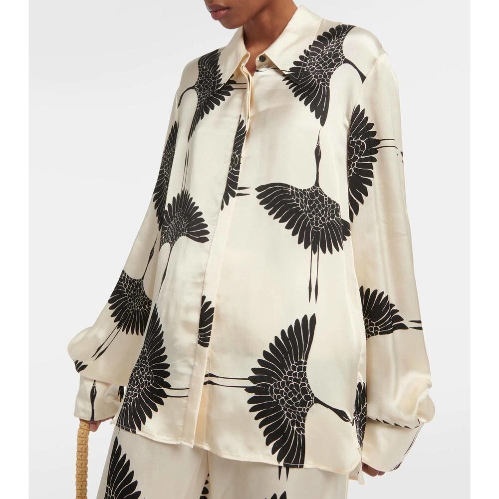 KHAITE Minta Highlow Satin Blouse - 4 - Picture 2 of 8
